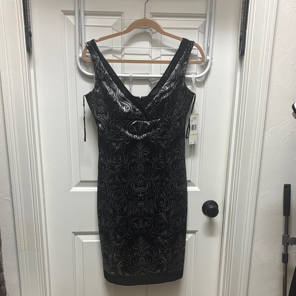 Jones Wear Black and Silver Mini Dress